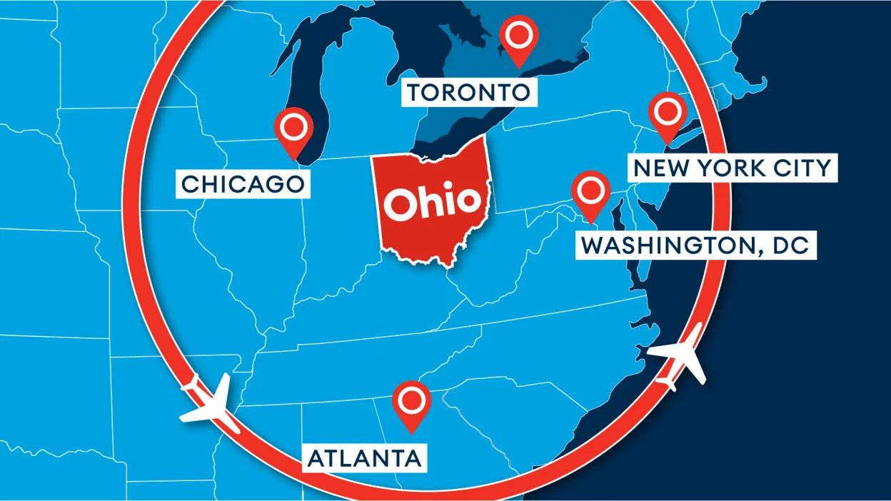 Fly Ohio Map Why Ohio is a Top State for Business | JobsOhio